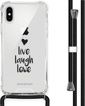 iMoshion Design hoesje met koord voor de iPhone X / Xs - Live Laugh Love - Zwart