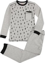 La V pyjama sets voor jongens met all over print Grijs 170-176