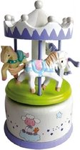 Houten muziekdoosje carrousel met paarden "Magic flute"