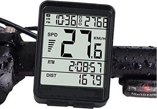 DrPhone de vélo sans fil DrPhone FCS2 - Compteur de vitesse - Odomètre / compteur - Chronomètre - ODO et plus - Zwart