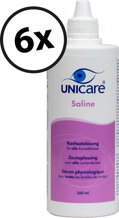 Unicare saline Unicare Saline - 6 x 360 ml - sans conservateur - solution  de rinçage... | bol.com