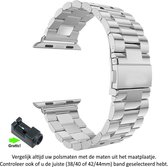 Zilver kleurig Stalen Horloge Band geschikt voor Apple Watch 1, 2, 3, 4, 5, 6, SE & Nike+, 38mm & 40mm "Vrouwenbreedte" Series - RVS - 38 mm & 40 mm - Silver Colored