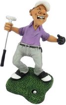 Grappige beroepen beeldje golfspeler hole in one- 11x9x16 cm de komische wereld van karikatuur beeldjes – komische beeldjes – geschenk voor – cadeau -gift -verjaardag kado