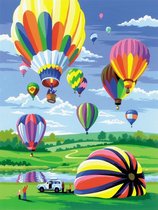 Schilderen op nummer - Paint by numbers -  Luchtballonnen komen aan 22x30cm - Schilderen op nummer volwassenen - Paint by numbers volwassenen