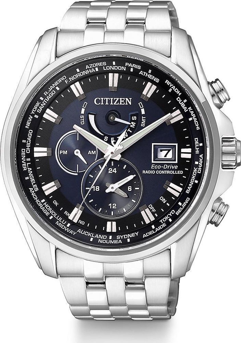 Citizen Radio Controlled Horloge - Citizen heren horloge - Blauww - diameter 44 mm - roestvrij staal