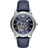 POLSHORLOGE (batterij, met wijzerplaat) Emporio Armani Luigi Quartz Stainless Steel Silver Blue Leather Strap AR60011 0