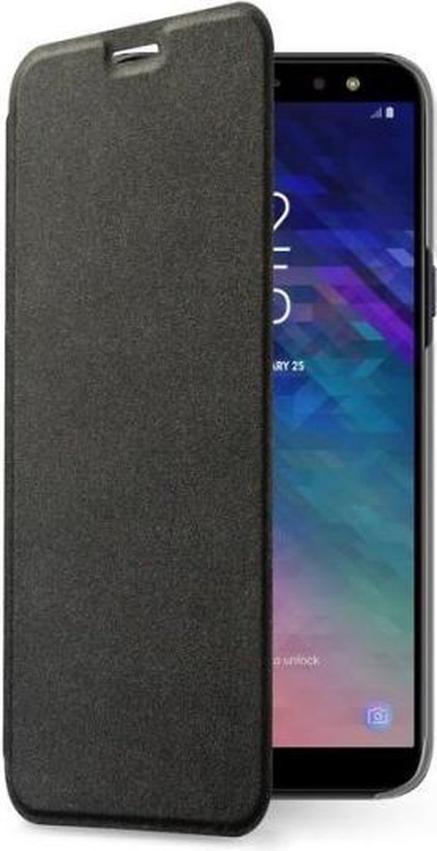 Samsung A6 hoesje zwart - Book Case Samsung Galaxy A6 hoesje met ruimte voor pasje - Zwart