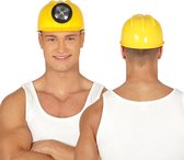 Carnaval/verkleed Bouwhelm met lamp - geel - voor volwassenen - mijnwerker/bouwvakker