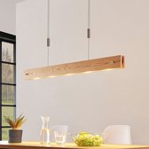 Lucande - Hanglampen- met dimmer - 5 lichts - hout, metaal - H: 8 cm - natuurlijk hout, mat nikkel - Inclusief lichtbronnen