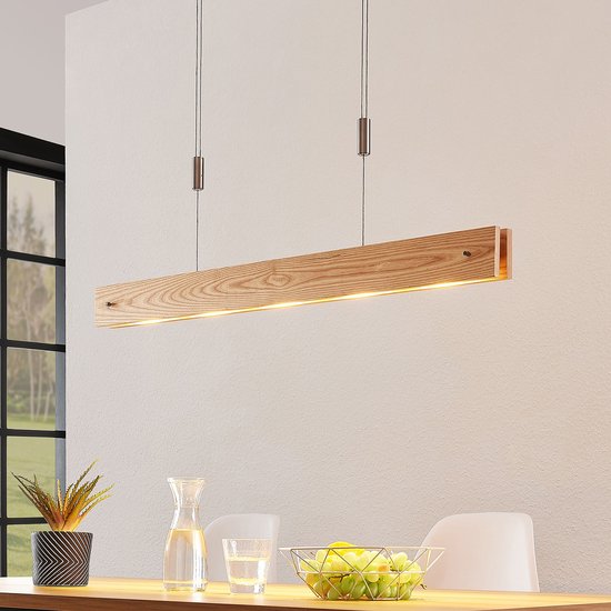 Lucande - Hanglampen- met dimmer - 5 lichts - hout, metaal - H: 8 cm -  natuurlijk... | bol.com