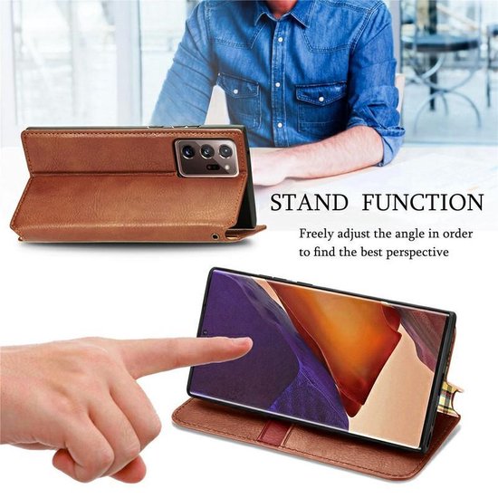 AA Commerce Telefoonhoesje - Book Case - Geschikt Voor Samsung Galaxy Note20 Ultra - Bruin - AA Commerce