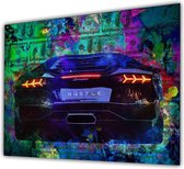 Hustle Lamborghini graffiti style / canvas poster doek 100x70cm ''Mirror-Edge'' ZONDER FRAME