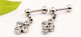 Helixpiercing traguspiercing 4 steentjes
