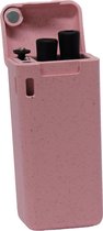 Rietjes herbruikbaar gemaakt van RVS - Opvouwbaar metalen rietje in bioplastic opbergbox, inclusief reinigingsborsteltje (roze)