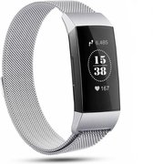 Milanees Smartwatch bandje - Geschikt voor  Fitbit Charge 4 Milanese band - zilver - Maat: L - Horlogeband / Polsband / Armband