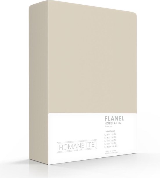 Excellente Flanel Hoeslaken Lits-jumeaux Extra Breed Zand | 200x200 | Ideaal Tegen De Kou | Heerlijk Warm En Zacht