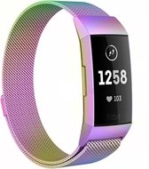 geschikt voor Fitbit geschikt voor Fitbit Charge 4 Milanese band - regenboog - Large