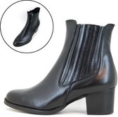 Stravers - Maat 33 Chelsea Boots Dames met Hak Zwart Leer Enkellaarzen Kleine Maten