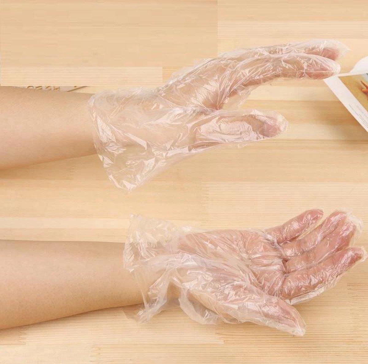 200 Stuks Plastic Wegwerp Handschoenen Voordeelverpakking - Wegwerp - Transparante plastic wegwerphandschoenen Large 2 x 100st Voordeelverpakking - Latex vrij - universeel - Merkloos
