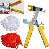 LOUZIR Tegel Leveling Systeem - Clip Leveling Systeem - 100 x clips- 100 Wiggen/ Wedges - Floor/Vloertegel Tang- Gereedschap