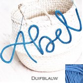 Naamhanger - Babykamer - Kraamcadeau - Handmade - Decoratief - 5 letters of meer - Duifblauw