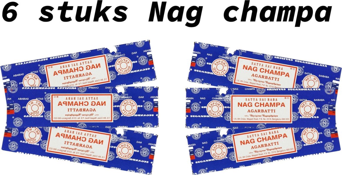 Wierook Satya Nag Champa - Agarbatti Klassiek Staafjes - 6 stuks