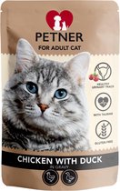Petner - nat kattenvoer - Volwassen katten - kip, eend en cranberries - 85g