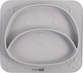 FreeON Siliconen baby bordje met vakken - Antislip bordje - Beer - Grijs