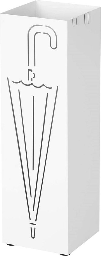 HOMCOM Paraplustandaard, 4 Haken, Wateropvangbak, Staal, Wit