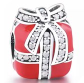 Zilveren bedels Jubileum | Bedel Cadeautje | Met zirkonia | 925 Sterling Zilver | Bedels Charms Beads | Past altijd op je Pandora armband | Direct leverbaar | Miss Charming