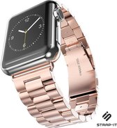 Stalen Smartwatch bandje - Geschikt voor  Apple Watch SE stalen band - rosé goud - Maat: 42mm & 44mm - Strap-it Horlogeband / Polsband / Armband