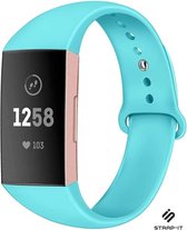 Siliconen Smartwatch bandje - Geschikt voor  Fitbit Charge 4 sportband - aqua - Maat: L - Strap-it Horlogeband / Polsband / Armband