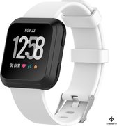 Siliconen Smartwatch bandje - Geschikt voor Fitbit Versa / Versa 2 silicone band - wit - Strap-it Horlogeband / Polsband / Armband - Maat: Maat L