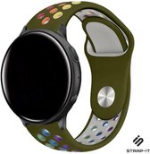 Strap-it Siliconen sport bandje - geschikt voor Garmin Vivoactive 3 / Venu / Venu SQ / Vivomove HR / Forerunner 245 / 645 - legergroen/kleurrijk