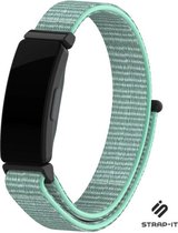 Nylon Smartwatch bandje - Geschikt voor Fitbit Inspire / Inspire HR / Inspire 2 nylon bandje - aqua - Strap-it Horlogeband / Polsband / Armband