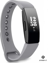 Siliconen Smartwatch bandje - Geschikt voor Fitbit Inspire / Inspire HR / Inspire 2 silicone band - grijs - Strap-it Horlogeband / Polsband / Armband - Maat: Maat L