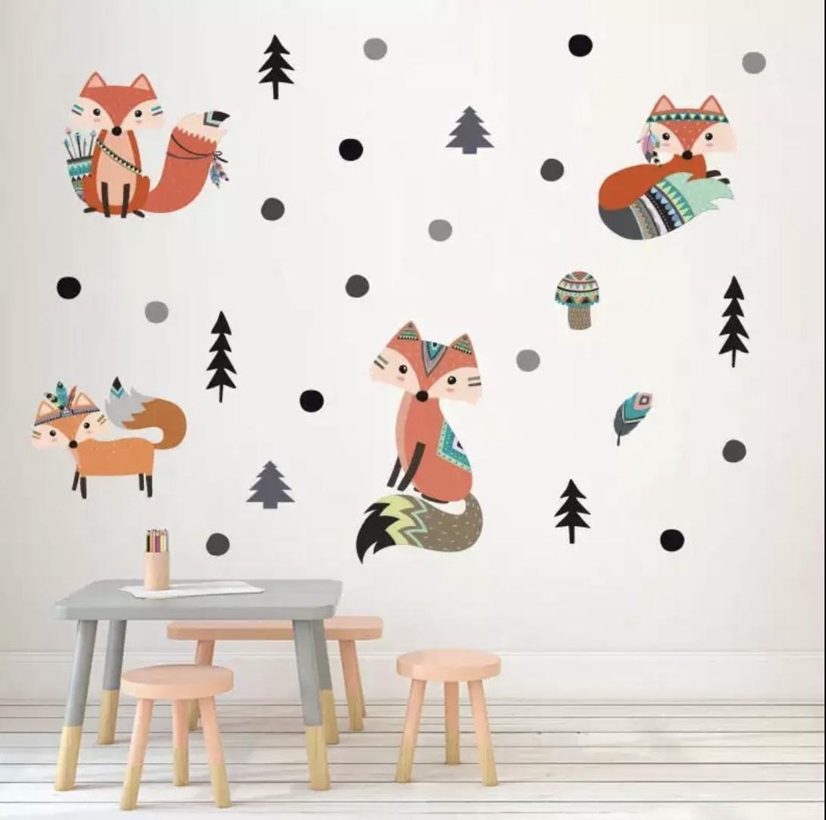 Muursticker Kinderkamer - Dieren - 61 x 25 CM - Industrieel