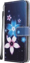 Blauw bloemen agenda wallet book case hoesje Samsung Galaxy M51