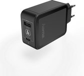 Hama Oplader USB-C Power Delivery (PD)/Qualcomm® + USB-A 42 Watt Zwart