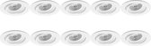 Spot Armatuur 10 Pack - Pragmi Delton Pro - GU10 Fitting - Inbouw Rond - Mat Wit - Aluminium - Kantelbaar - Ø82mm - BES LED