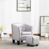 Fauteuil kunstleer met voetenbankje (Incl LW anti kras viltjes) Loungestoel - kruipstoel - Relax stoel - Chill stoel - Lounge Bankje - Lounge Fauteuil