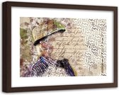 Foto in frame Man met hoed, 120x80, beige, Premium print