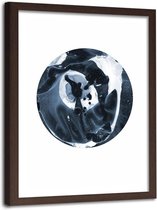 Foto in frame Abstracte cirkel, 80x120, zwart/wit, Premium print