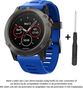 Blauw Siliconen Bandje 26mm voor Garmin Fenix 3 / 3 HR / 3 Sapphire, Garmin Fenix 5x, Garmin D2 & Garmin Quatix 3 – NIET Quickfit Compatibel – 26 mm blue smartwatch strap - band