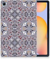 Leuk Case Geschikt voor Samsung Galaxy Tab S6 Lite | Tab S6 Lite 2022 Hoesje Flower Tiles met doorzichte zijkanten