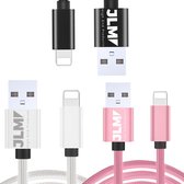 Produits JLM haut de gamme - Câbles Apple Lightning - Câble de chargeur iPhone - Set de 3 - Câble de charge Iphone - Chargeur de téléphone - 3 couleurs - Câble Apple - Câbles téléphoniques lâches - Ipad