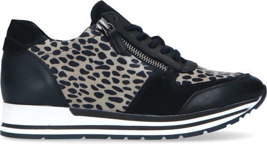 Manfield - Dames - Zwarte sneakers met panterprint - Maat 40 | bol.com