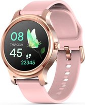 Belesy® SMART - Smartwatch Dames - Smartwatch Heren - Horloge - Bluetooth Bellen - Stappenteller - 1.3 inch - Kleurenscherm - Full Touch - Goud - Roze - Siliconen