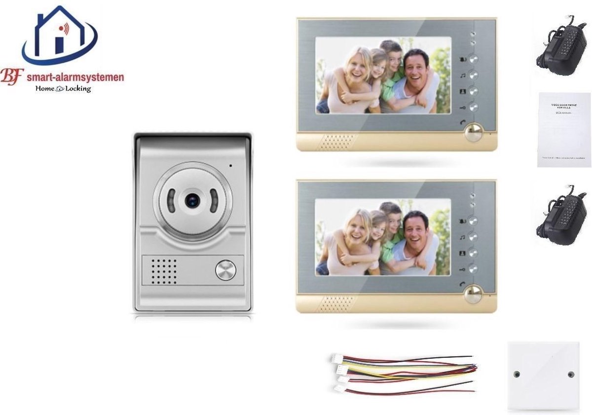 Home-Locking videofoon met 2 binnen panelen.DT-2208-1-2