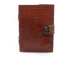 Handgemaakt Leren Notieboekje OHM Chakras (17,5 x 13 cm)
